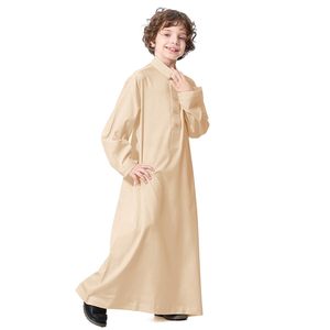 Abaya Thobe arabe pour garçons, robe de prière musulmane, kaftan islamique, robe avec poches et boutons, couleur unie, Dubai - Product Image 1