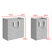 Panier à linge pliable en tissu rayé avec poignée extensible pour le rangement de linge sale, couettes, jouets, pour dortoir et usage familial