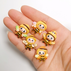 Cuentas de Silicona 3D con Diseño de Abejas, Mariposas y Flores, Cuentas de Silicona Amarillas para Manualidades, Joyería, Llaveros - Product Image 6