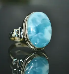 Larimar Stone Sterling Silver Ring Indian Jewelry Ring in Sterling Silver At Best Price In Bulk Quantity By Indian Manufacturer