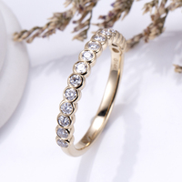 Messi Jewelry MSR-1043 14K Or Jaune 2mm Bague Moissanite Cadeau