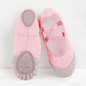 أحذية باليه للفتيات مصنوعة من الجلد الصديق للبشرة والقابل للتنفس، مع غطاء أصابع جلدي ونعل قماشي، أحذية تدريب للرقص الحديث بالجملة - Product Image 3