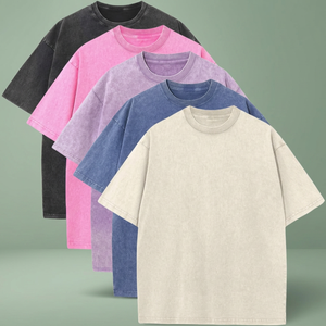 เสื้อยืดแฟชั่นยอดนิยม 230GSM ทรงโอเวอร์ไซส์ เนื้อผ้านุ่ม 100% ผ้าฝ้าย ลำลอง ใส่ได้ทั้งชายและหญิง สีพื้นเรียบ แบบวินเทจ ล้างสีด้วยกรด สำหรับผู้ชาย - Product Image 4