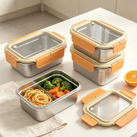 Boîte à lunch en acier inoxydable 304 en gros, boîte bento à 2 compartiments, récipient alimentaire en métal étanche pour enfants et adultes, compatible micro-ondes