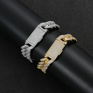 Pulsera Cubana de 16 mm con Cabeza de Botón, Cadena Cubana Estilo Nariz de Cerdo Hip Hop - Product Image 1