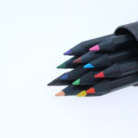 Crayons de couleur en bois noir pour adulte, vente en gros, Non toxique, 12 24 pièces, 3.5 pouces