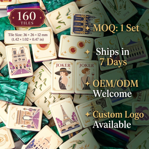 Nouvel ensemble de Mahjong américain vert de luxe créatif 2026 avec 160 tuiles sur le thème des monuments de Paris, <span class=keywords><strong>Tour</strong></span> <span class=keywords><strong>Eiffel</strong></span> personnalisée, en stock et prêt à être expédié - Product Image 2