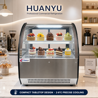Vitrine Réfrigérée Compacte à Angle Droit pour Pâtisseries, Présentoir Commercial de Gâteaux pour Comptoir de Bar à Café avec 4 Roues Universelles