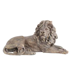 Estátua de bronze de bronze para decoração de jardim ao ar livre, estátua de bronze com cabeça de leão fundido, estátua de bronze personalizada