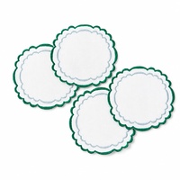 Serviette de cocktail en lin pur français 15*15cm avec logo personnalisé pour mariage, tissu en lin biologique, motif brodé festonné