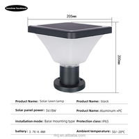 Lampadaire solaire en aluminium moulé sous pression, IP65, étanche, LED extérieur, carré, pour cour, portail, clôture, jardin