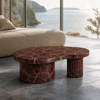 Table basse en pierre naturelle sur mesure avec tambours décalés pour projets hôteliers et villas