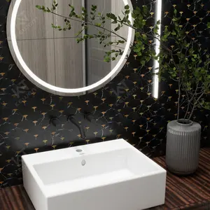 Ubin dinding mosaik warna hitam emas, dapur kamar mandi kualitas bagus