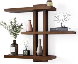 Ensemble <span class=keywords><strong>de</strong></span> 3 étagères flottantes en bois <span class=keywords><strong>de</strong></span> style moderne du milieu du siècle, étagères décoratives pour le salon et la <span class=keywords><strong>cuisine</strong></span> - Product Image 1