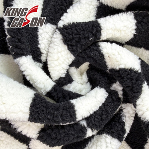<span class=keywords><strong>Tissu</strong></span> Sherpa à carreaux <span class=keywords><strong>noir</strong></span> <span class=keywords><strong>et</strong></span> <span class=keywords><strong>blanc</strong></span> en polyester 100% doux, vente chaude d'usine Kingcason, compétitif, pour vêtements <span class=keywords><strong>et</strong></span> manteaux - Product Image 5