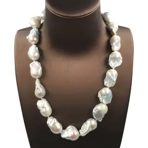 Collar de perlas grandes ature, Gargantilla de perlas de agua dulce, tamaño de perlas de 16-22 pulgadas, 14-18mm