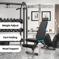 Banc de musculation réglable MERACH 1000 LBS, pliable rapidement, structure en acier allié, banc d'entraînement pour la maison avec support de tête étendu