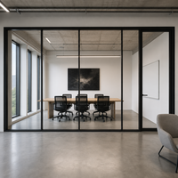 Cloison de séparation en verre encadrée pour salle de réunion, salle de conférence vidéo, salle de formation, salle d'entretien, salle d'accueil clients, espace lounge