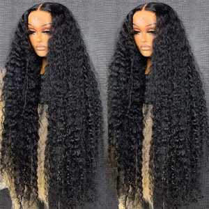 Perruques de cheveux humains indiens Remy Water Wave 13x4 13x6 complètes, perruque frontale en dentelle <span class=keywords><strong>suisse</strong></span> sans colle, pré-épilée, bouclée en vrac, perruque en dentelle HD - Product Image 1