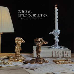 European Retro Candlestick Ornament Gold Resin Irregular Shape <b>Wedding</b> Dining Room Decoration Photo <b>Prop</b> Single Piece Package - Product Image 3