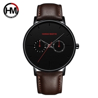 Montre HANNAH MARTIN, bracelet en cuir tendance, montre minimaliste pour homme, montre classique personnalisée, montre à quartz étanche, Relogio Masculino