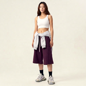 Women's Purple Mid <b>Waist</b> Loose Fit Knitted Solid Color <b>Elastic</b> <b>Waist</b> HighStreet Style - Product Image 1