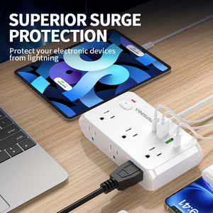 Nuovo Design Multipresa Portatile USA con 6 Prese e Porte USB, 10A, Dimensioni Ridotte, Protezione da Sovratensione - Product Image 4