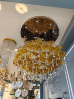Lustre Moderne de Luxe en Verre, Suspension en Métal Doré avec Disques de Cristal Multi-Niveaux pour Salle à Manger, Salon, Hôtel, Taille et Finition Personnalisables