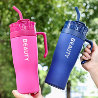 D5726 Vaso Deportivo de Plástico de Gran Capacidad (40oz) con Pajita y Asa, Portátil para Viajes en Auto, para Hombres y Mujeres, Nuevo Estilo
