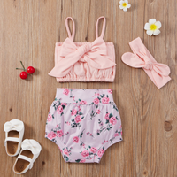 Ensembles de Vêtements d'Été pour Enfants : Tenues Florales Sans Manches avec Nœud pour Bébés et Petites Filles