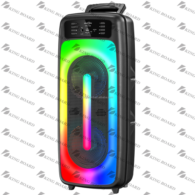 KTS-1556 Rechargeable Party Speakers with Led Light Changing Color Double 6.5 Inch