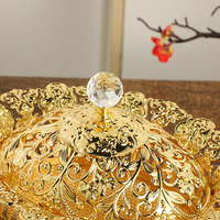 Europese stijl holle metalen fruit schaal met deksel, luxe design voor thuis & hotel gebruik, bruiloft decoratie ornament