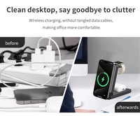 Station de charge sans fil magnétique pliable 3 en 1 pour téléphone portable, chargeur de bureau à charge rapide, support de charge multifonctionnel
