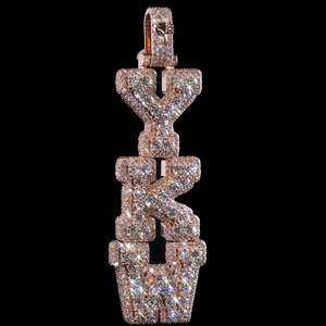 Pendentif Lettre Initiale Personnalisé en Moissanite VVS Ronde, Testeur de Diamant Inclus, Style Hip Hop, en Argent 925, Sertissage Glacé, Bijoux Fins pour Homme - Product Image 1
