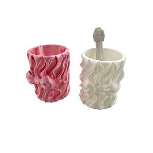 3D Printed Wave Pattern <b>Bow</b> Pen <b>Holder</b> Plastic Round Desk Organizer For Students Girls Creative Stationery Storage - Product Image 5