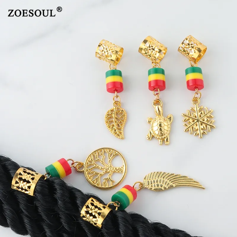 Loc Schmuck Golden Metal Star Leaf Charm Haar Dreadlocks Perlen für Haar verlängerungen