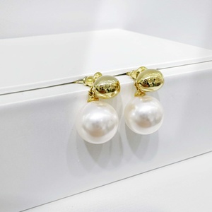 wholesale plata 925 <b>sterling</b> <b>silver</b> Classic Round earring gold plated unique vintage bridal elegant teacher pearl <b>stud</b> earrings - Product Image 3