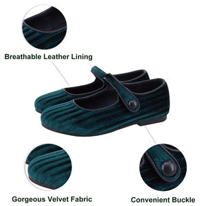 Zapatos Mary <span class=keywords><strong>Jane</strong></span> Planos de Terciopelo para Niñas, Color Verde, Zapatos Mary <span class=keywords><strong>Jane</strong></span> para Mujer, Zapatos a Juego para la Familia - Product Image 4