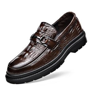 Mocassins en cuir de crocodile marron pour hommes, semelle souple, chaussures de conduite élégantes, style décontracté pour jeunes - Product Image 5
