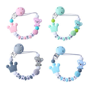 Attache-tétine en silicone pour bébé, fait main, avec nom personnalisé, couronne en silicone, porte-<span class=keywords><strong>sucette</strong></span> de koala - Product Image 3