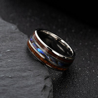 Bagues tendance en carbure de tungstène avec bois de Koa hawaïen et coquille d'ormeau argentées de 8 mm pour hommes, idéales pour les mariages