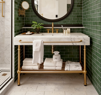 Meubles de luxe pour chambre d'hôtel ou de casino, ensemble de meuble-lavabo à cadre doré, pieds de baignoire en métal, laiton brillant, cuivre rouge, style rétro pour villa