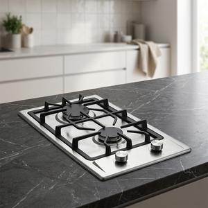 Cuisinière à gaz à deux brûleurs à double usage avec comptoir intégré en acier inoxydable compatible avec l'électricité et le gaz pour l'extérieur VR et la maison - Product Image 2