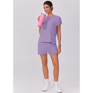 Conjunto de pantalones cortos informales de verano para mujer, con bolsillos, conjunto de punto transpirable para viajes y uso diario - Product Image 5