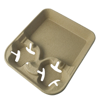 Support jetable en fibre de pulpe pour gobelets de café, thé, boissons chaudes à emporter avec plateau à collation