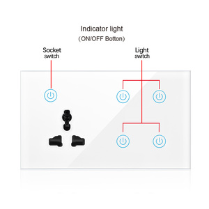 Tuya wifi thông minh 4 gang 10A treo tường chuyển đổi ánh sáng + 1 phổ ổ cắm kính cảm ứng Bảng điều chỉnh 5 cửa hàng Thiết bị chuyển mạch 147mm - Product Image 5