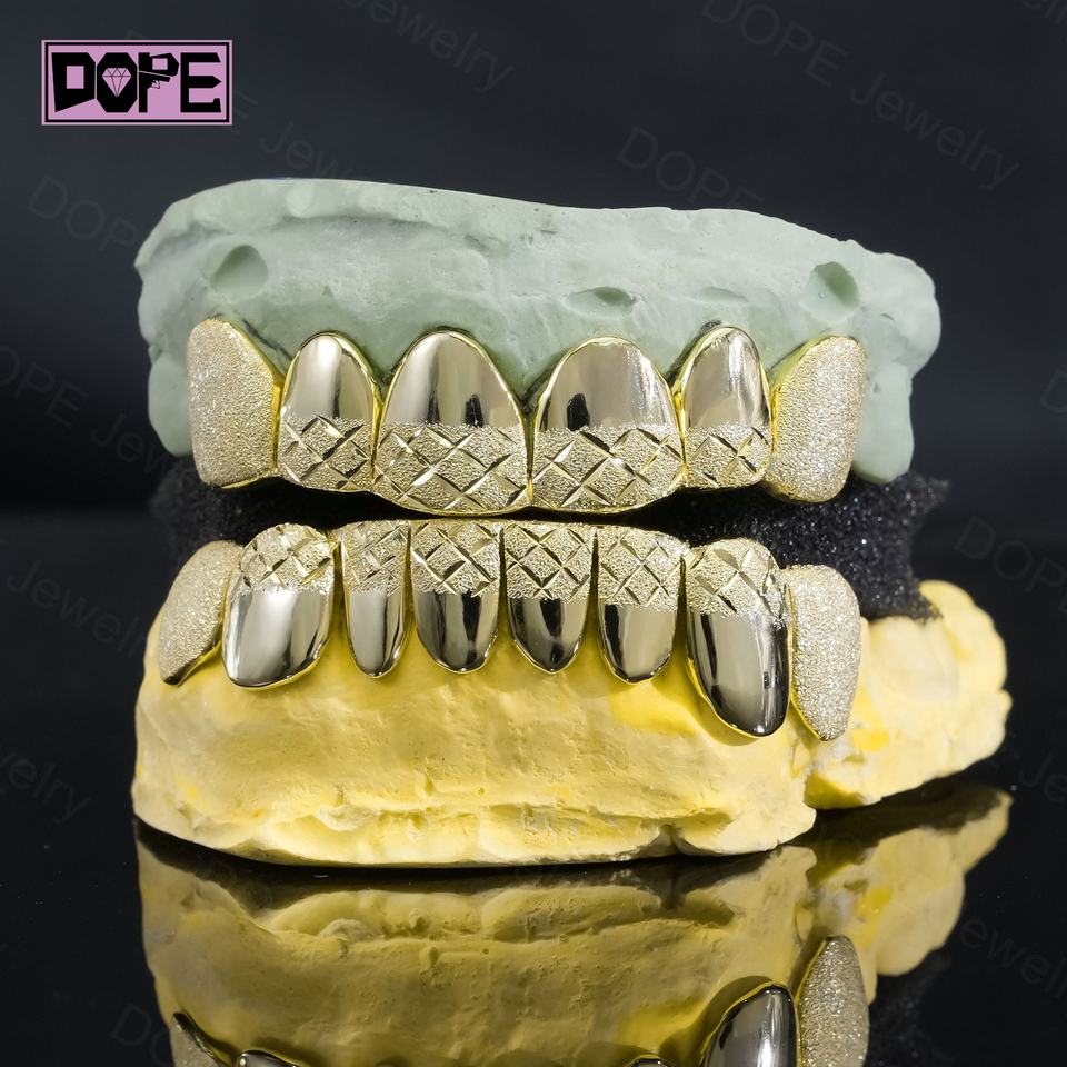 Custom Rapper Grill Custom Hip Hop Grillz - 14k Gold Plated 925 Sterling Silver