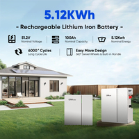 Batterie solaire rechargeable au lithium LiFePO4 de qualité A, 5,12 kWh, 10 kWh, stock EU, OEM, ODM, pour stockage d'énergie