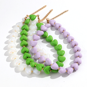 Collana alla Moda 2026 per <span class=keywords><strong>San</strong></span> <span class=keywords><strong>Valentino</strong></span>, Grazioso Girocollo con Perline a Cuore Colorate in Acrilico per Donne e Ragazze - Product Image 3