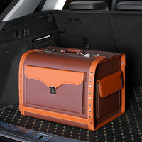 Organisateur de coffre de voiture haut de gamme en cuir, boîte de rangement de luxe pour coffre de voiture, grande capacité, robuste, simple et élégant pour SUV avec serrure